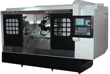 雙主軸60°車銑復(fù)合機床(帶Y軸動力刀塔)